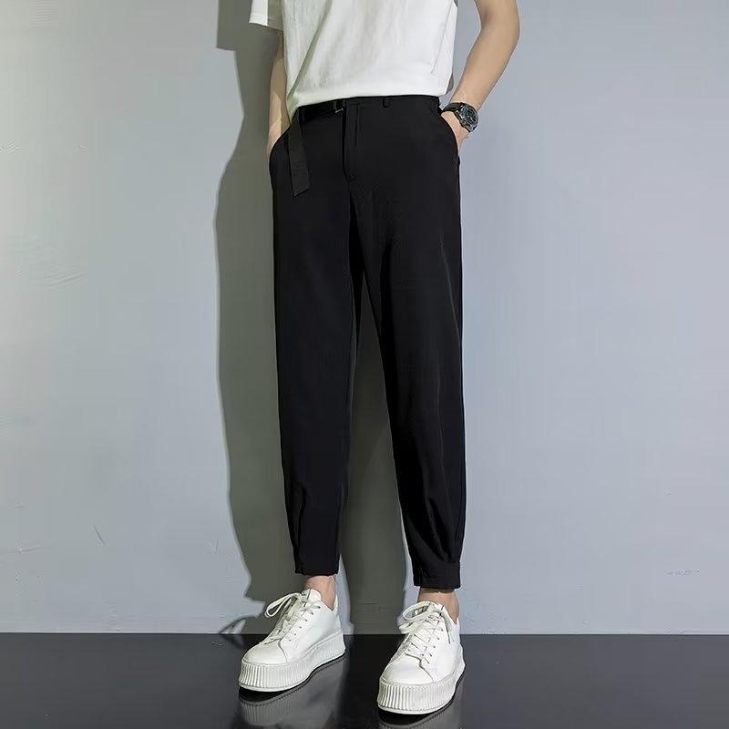 Fashion simple youth popular ins lazy solid color trendy trousers men's casual trend summer trousers new