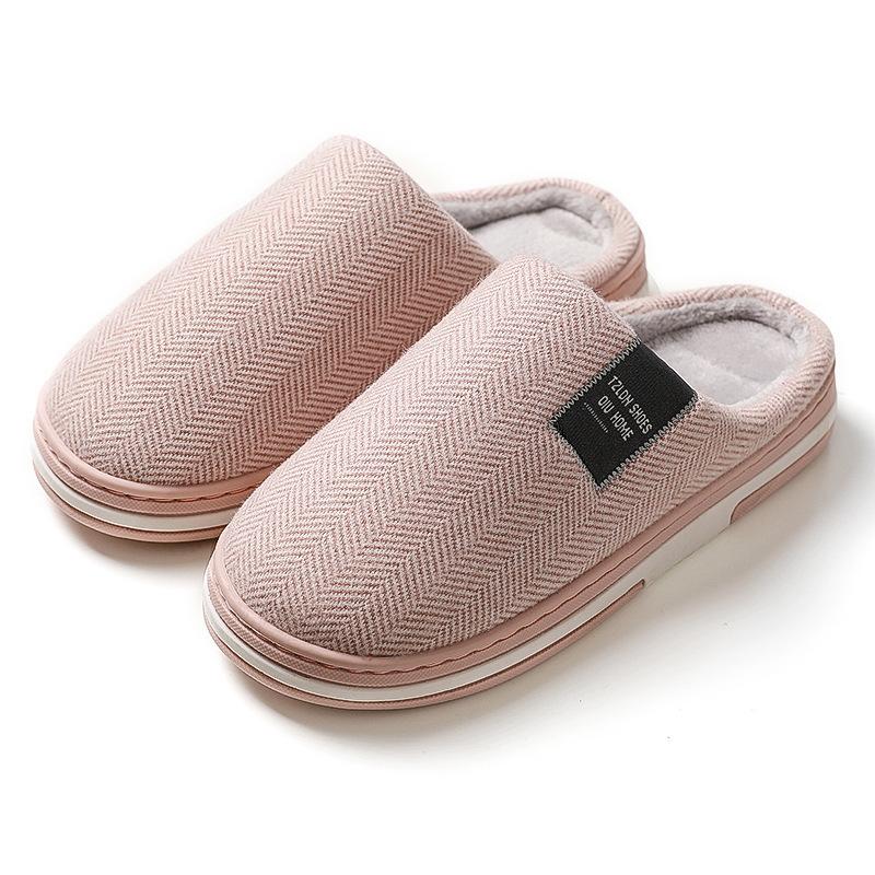 Home cotton slippers men's home autumn and winter thick-bottomed non-slip new indoor warm plush slippers men