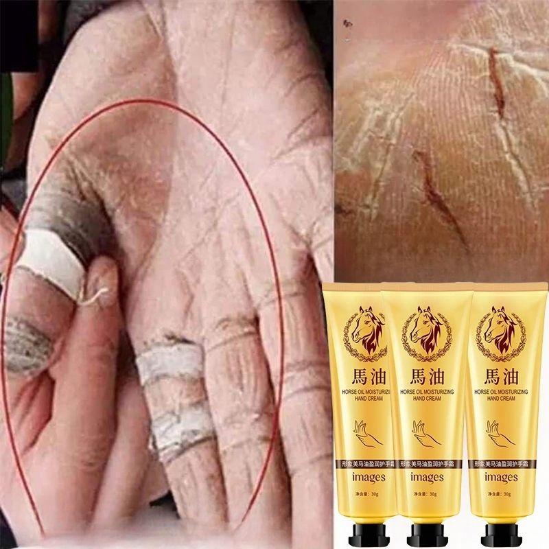 Крем для рук с лошадиным маслом Нежирный увлажняющий крем для рук для мужчин и женщин, Питательный для всех сезонов 3PCS