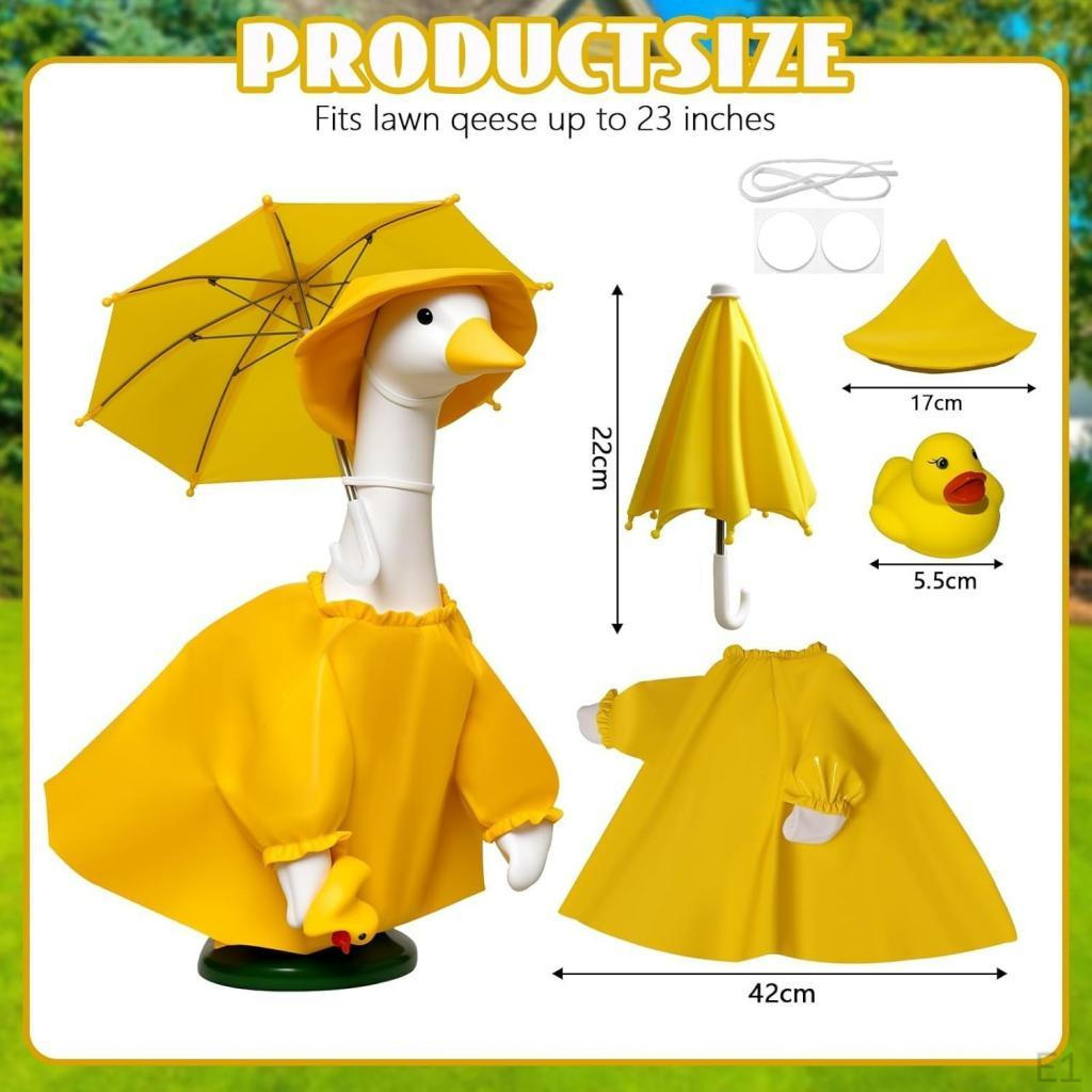 Porch Goose Outfit Costume Raincoat Clothes with Umbrella for Home Decor
