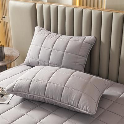 2pcs Quilted Pillow Sham Soft Thicken Pillow Cover Solid Color Anti-mite Anti-bacterial Pillowcase Comfortable and Breathable