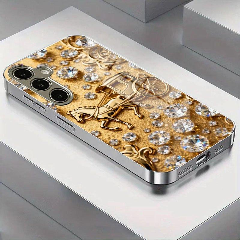 

Позорированная закаленная стеклянная чехол для телефона совместимый Galaxy S26 S25 S24 S23 Ultra Plus Особенности позорированный дизайн с конной повозкой For Galaxy S26