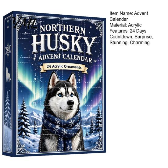 Holiday Gift 2026 Dog Christmas Advent Calendar, 24-Day Ornaments Countdown Calendar with 24 Day Box Pcs 2D Acrylic Figures for Lovers, Home