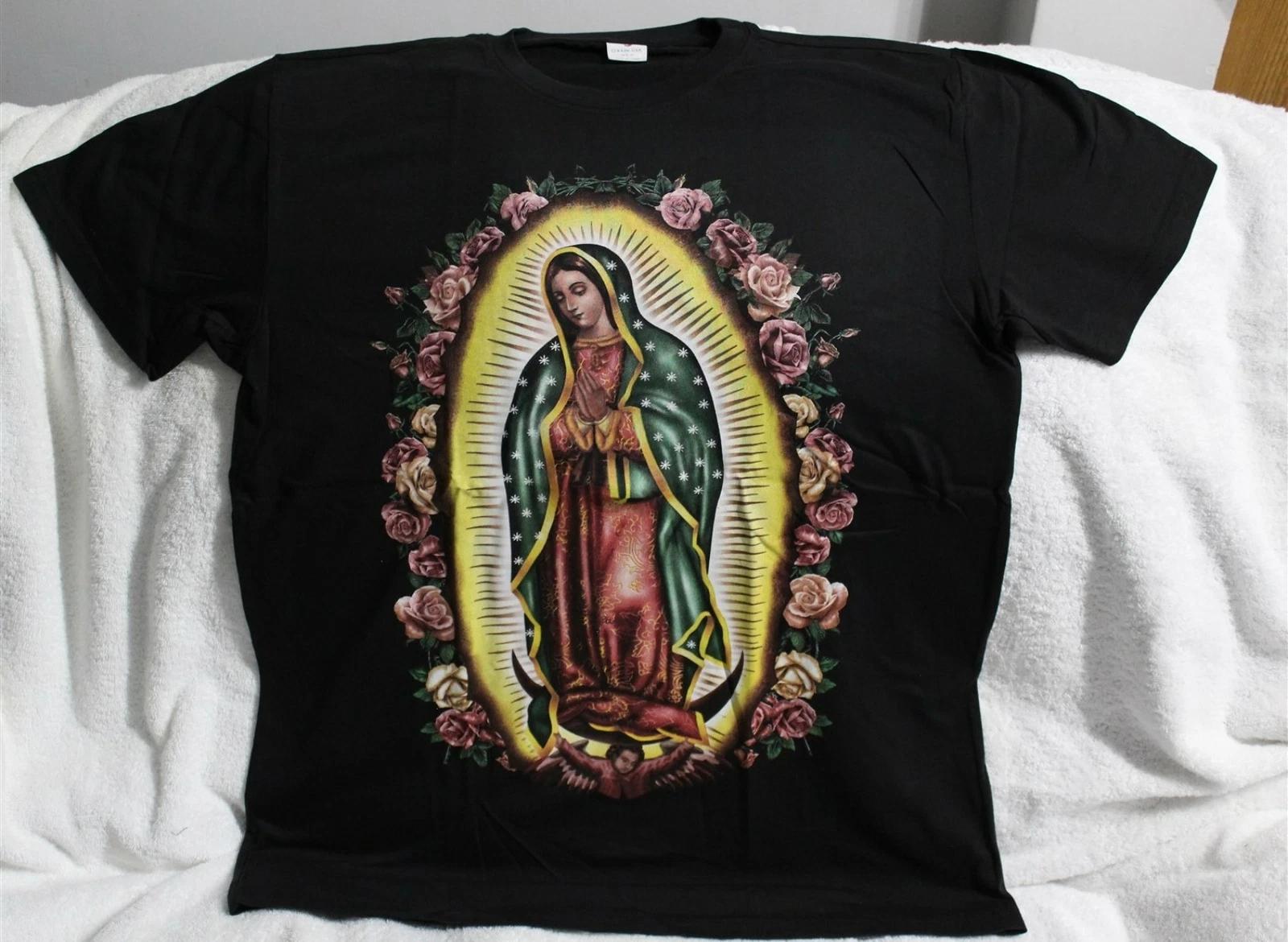 OUR LADY OF GUADALUPE ROSE FLOWER FLOWERS ROSES PRAY FRONT PRINT T-shirt M