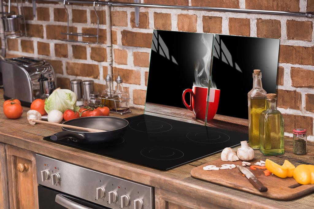 Glass protective plate for the stove 2x45x52 Coffee