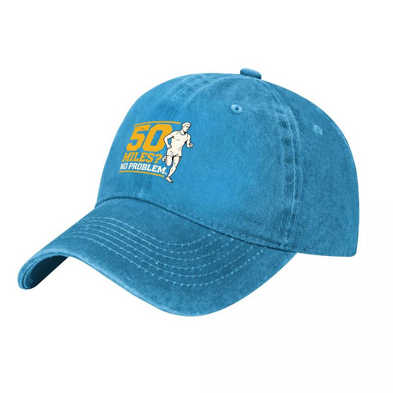 MILES NO PROBLEM WASHED COTTON BASEBALL CAP CLASSIC FIT ADJUSTABLE HAT FOR Unisex AND Women OUTDOOR SPORTS STYLE