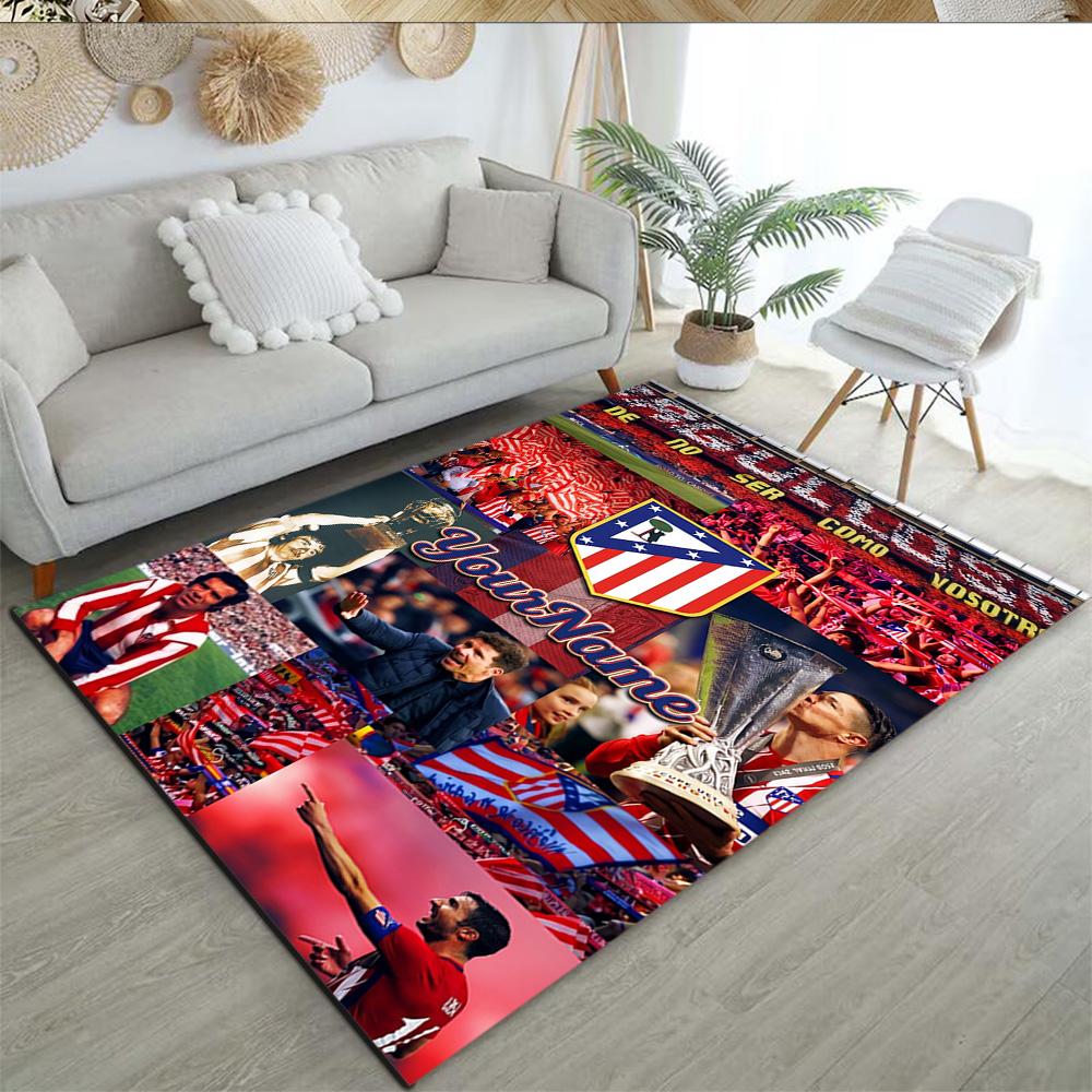 Atletico Madrid Customize Your Name Floor Rug Office Rug Suitable for Kitchen Dining Room Dormitory Playrooms Antislip Carpet Office home decor