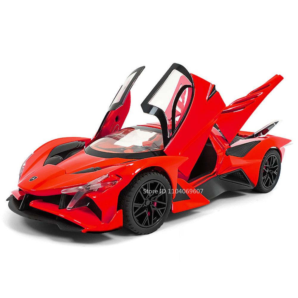 

1:24 Apollo EVO Spray Toy Car Models Alloy Diecast Sports Cars Shock Absorption Sound Light Doors Opened Racing Vehicles for Boy