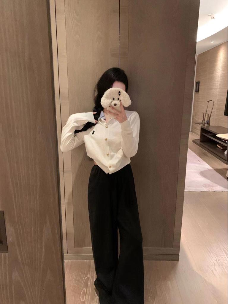 Ralph Lauren Women's Embroidered Patchwork Knit Cardigan with POLO Collar