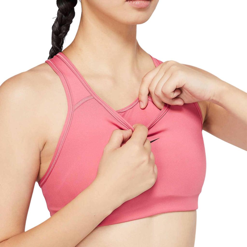 Nike Solid Color Medium Support One-Piece Padded Sports Tank Top Women Tops Pink BV3637-622