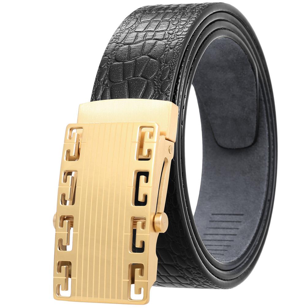 1Pcs Stainless Steel Roller Buckle Belt, Men'S Toothless Buckle First Layer Cowhide Belt Ly36-61531-8