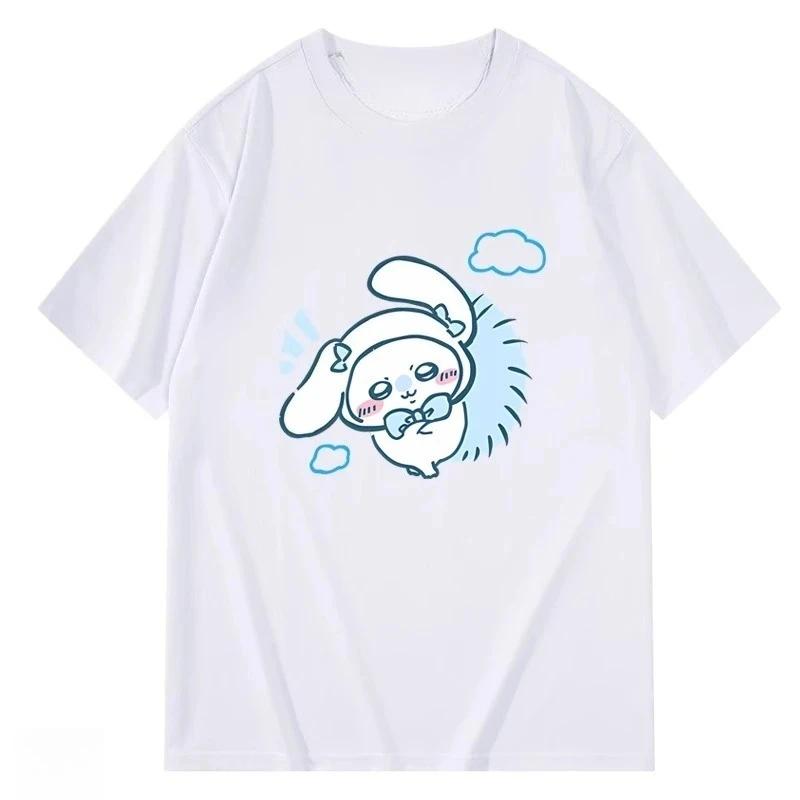

Chiikawa Cosplay Sanrio Hello Kitty Pudding Dog Cotton T-shirt ChiIKawa Collaboration Short-sleeved Couple Tops XXXL червоний