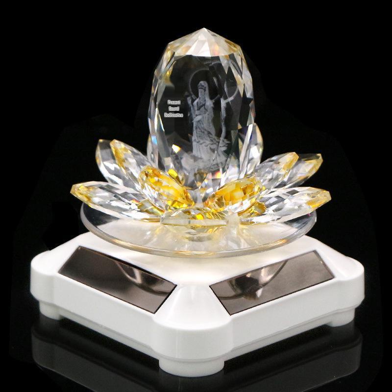 Lotus Guanyin Buddha Car Ornament with Crystal Perfume Base - Peaceful Interior Decoration