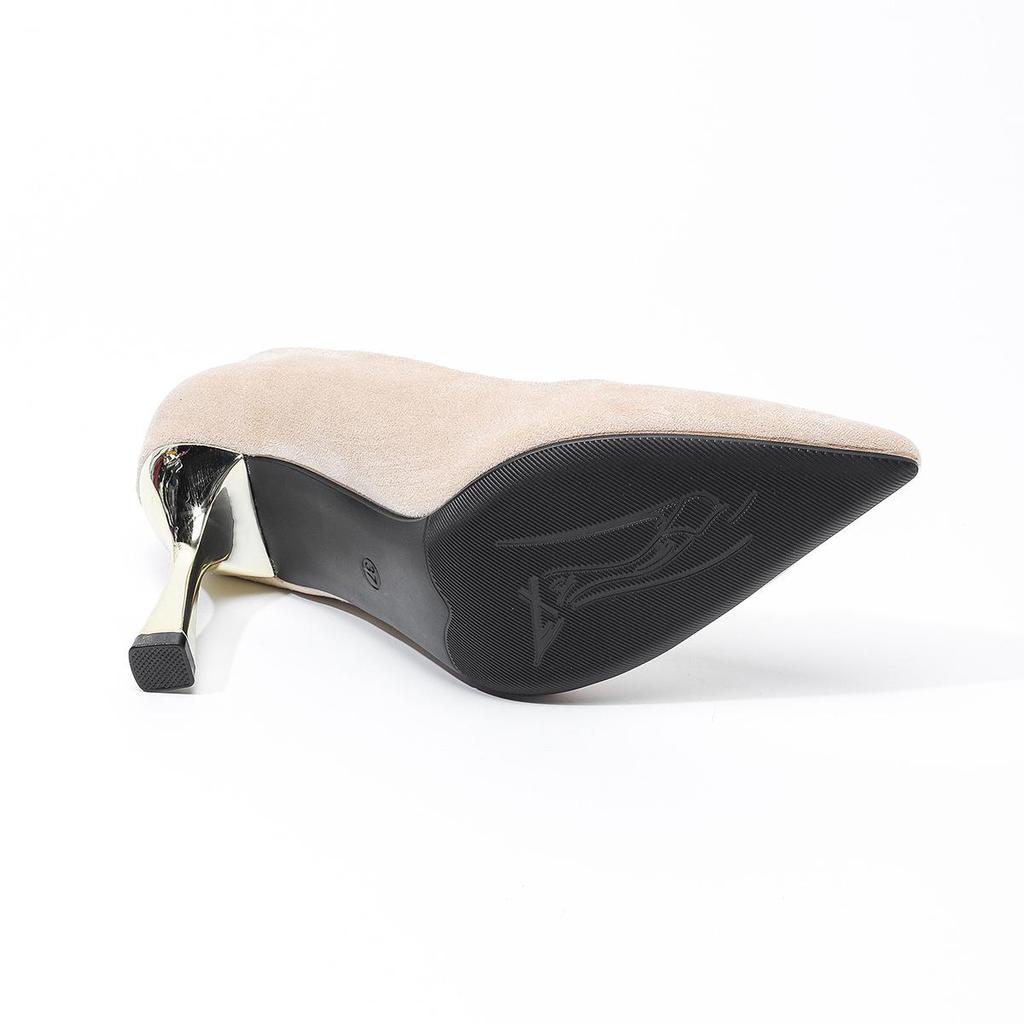 European & American Style Suede Pointed Toe Stiletto High Heels, Women's Large Size 43