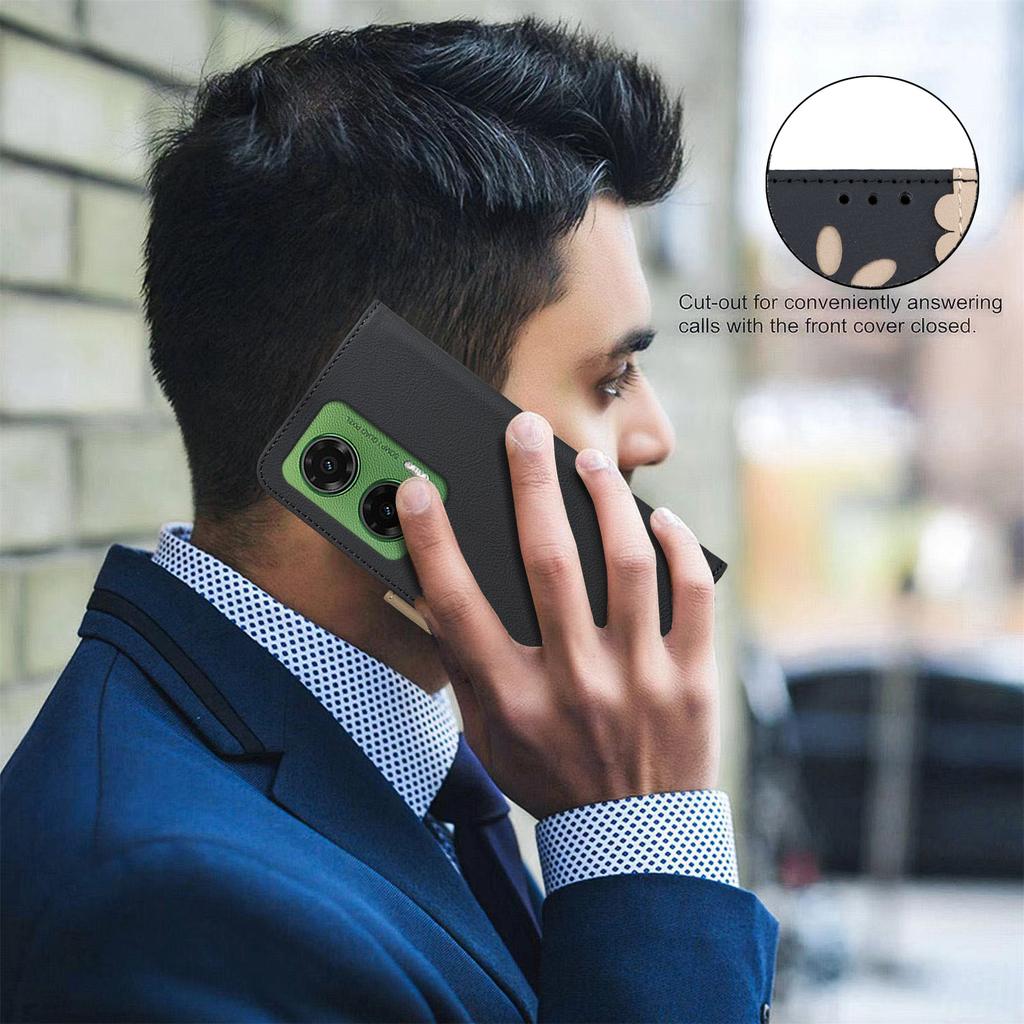 For Motorola Moto G35 5G Leather Case BINFEN COLOR BF36 Floral Pattern Phone Cover RFID Blocking Wallet Stand