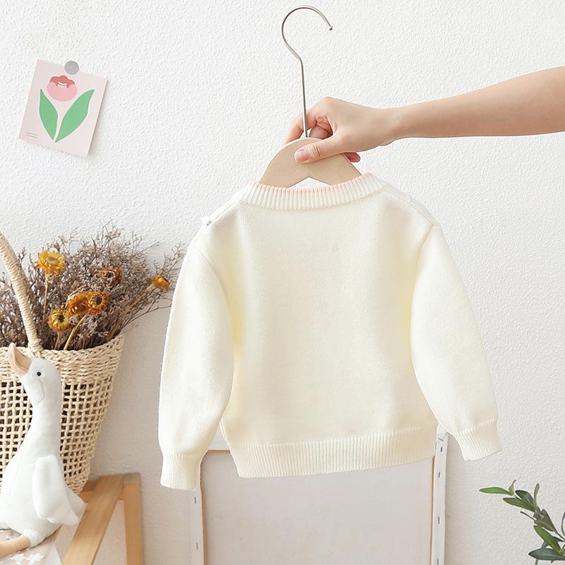 Autumn and Winter Fashion Cute Girls Sweater Flower Cardigan Knitted Coat