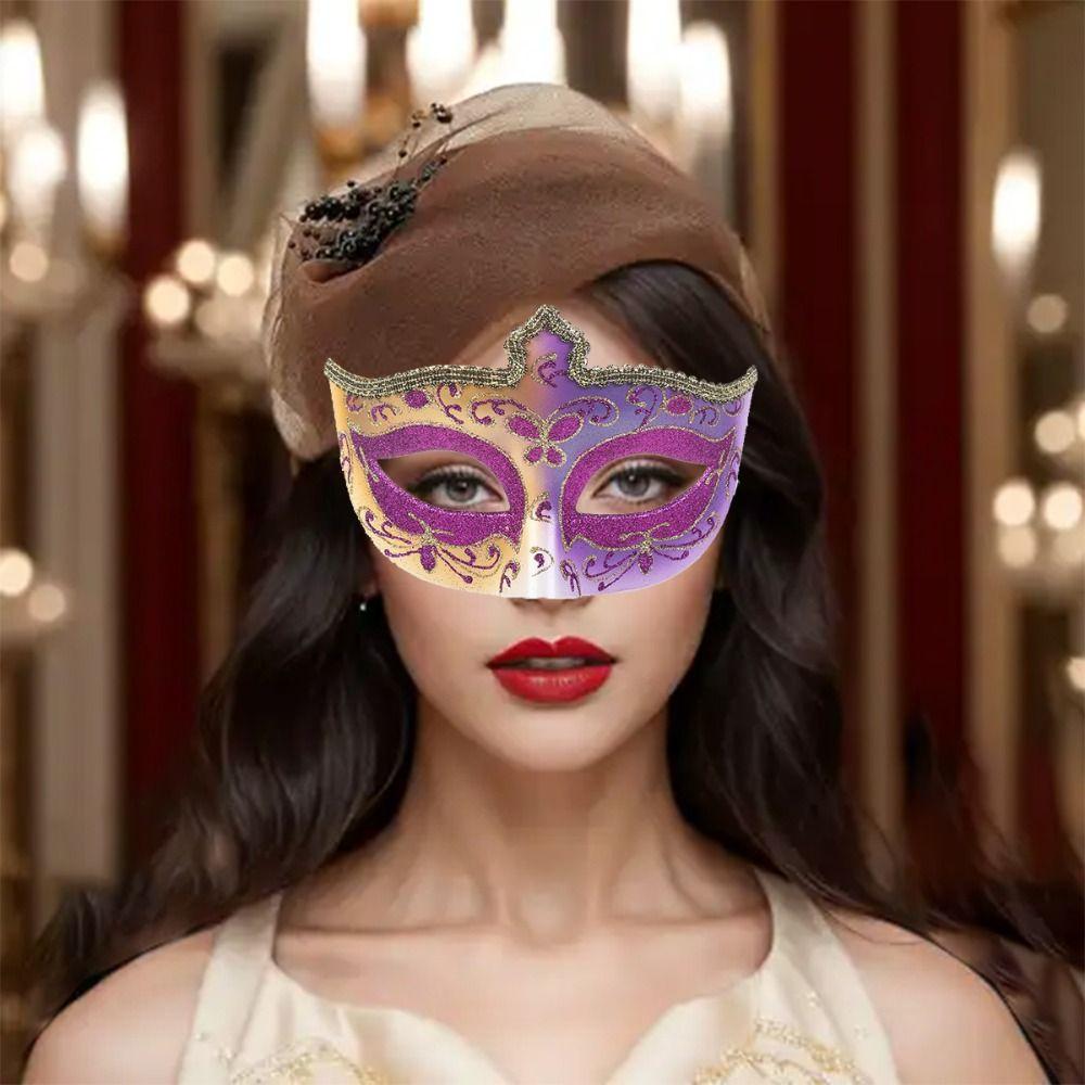 Party Cosplay Props Halloween Masks Plastic Venice Mask Simple Glitter Mask  Women