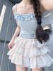 Kawaii Lolita Skjørt Shorts Kvinner Ruffle Patchwork Lagdelt Høy Midje Y2k Balletcore Miniskjørt Sommerfest Klubb