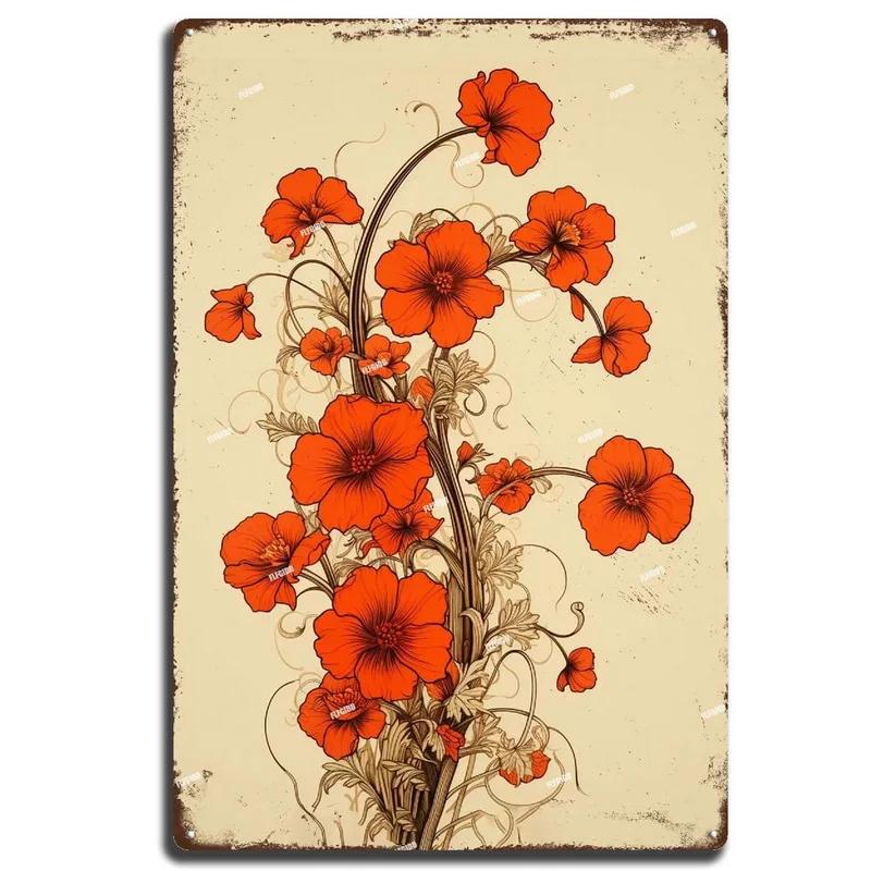 Flowers Lily Roses Lavenders Bloom Metal Tin Signs Posters Plate Wall Decor for Bars Man Cave Cafe Clubs Retro Posters Plaque