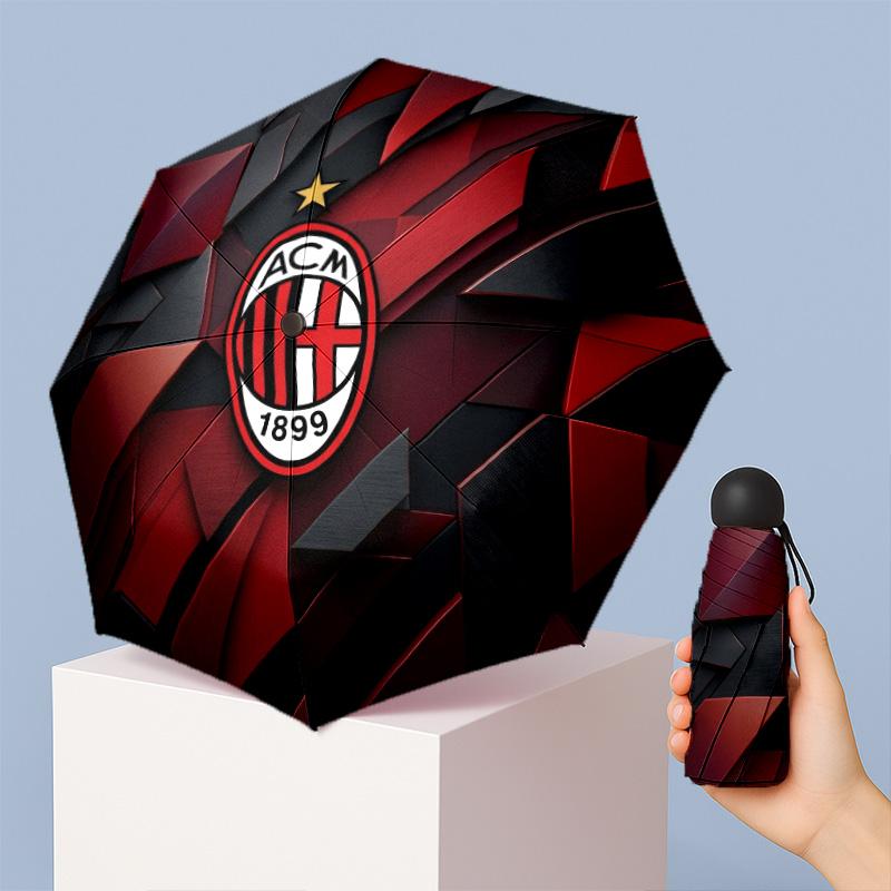 AC Milan Pattern Printed Mini 5 Folds 8 Ribs Compact Umbrella Windproof Waterproof Lightweight Portable Folding