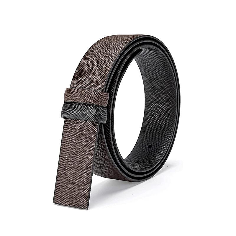 Find Genuine Leather, Double-Sided Genuine Leather Waist, Retro Business Style Buckle-Free Men S And Women S Spare Leather Belt. 100cm