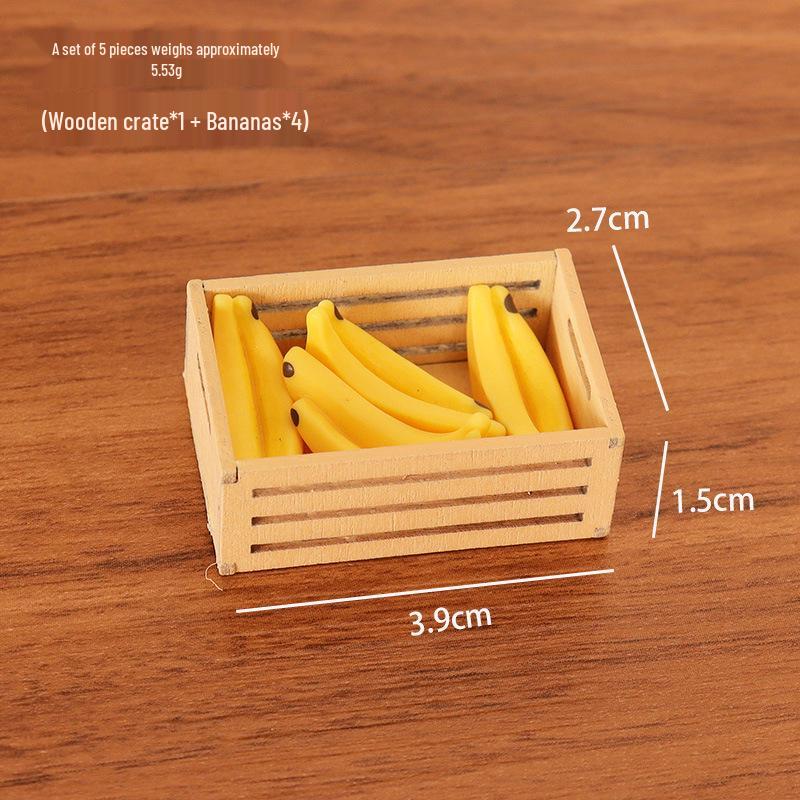 Miniature Dollhouse Wooden Storage Basket - DIY Model Accessories