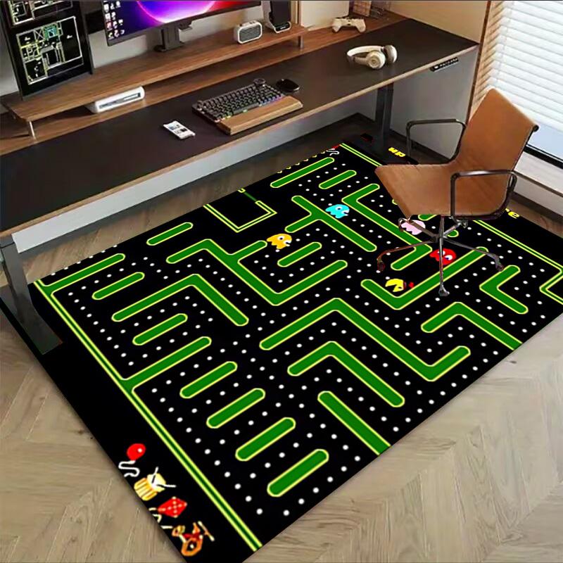 1pc Pacman Maze Adventure Carpet for Playroom Bedroom Living Room Sofa Home Decor,kids Game Area Rug Non-slip Floor Mat Y730144