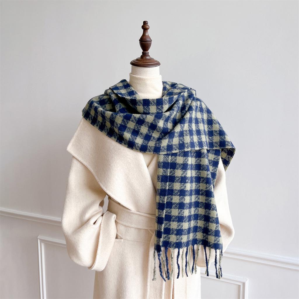 New Elegance Women Plaid Print Scarf Winter Warmer Pashmina Two-Sided Scarves Female Shawls Thick Blanket Wraps Foulard
