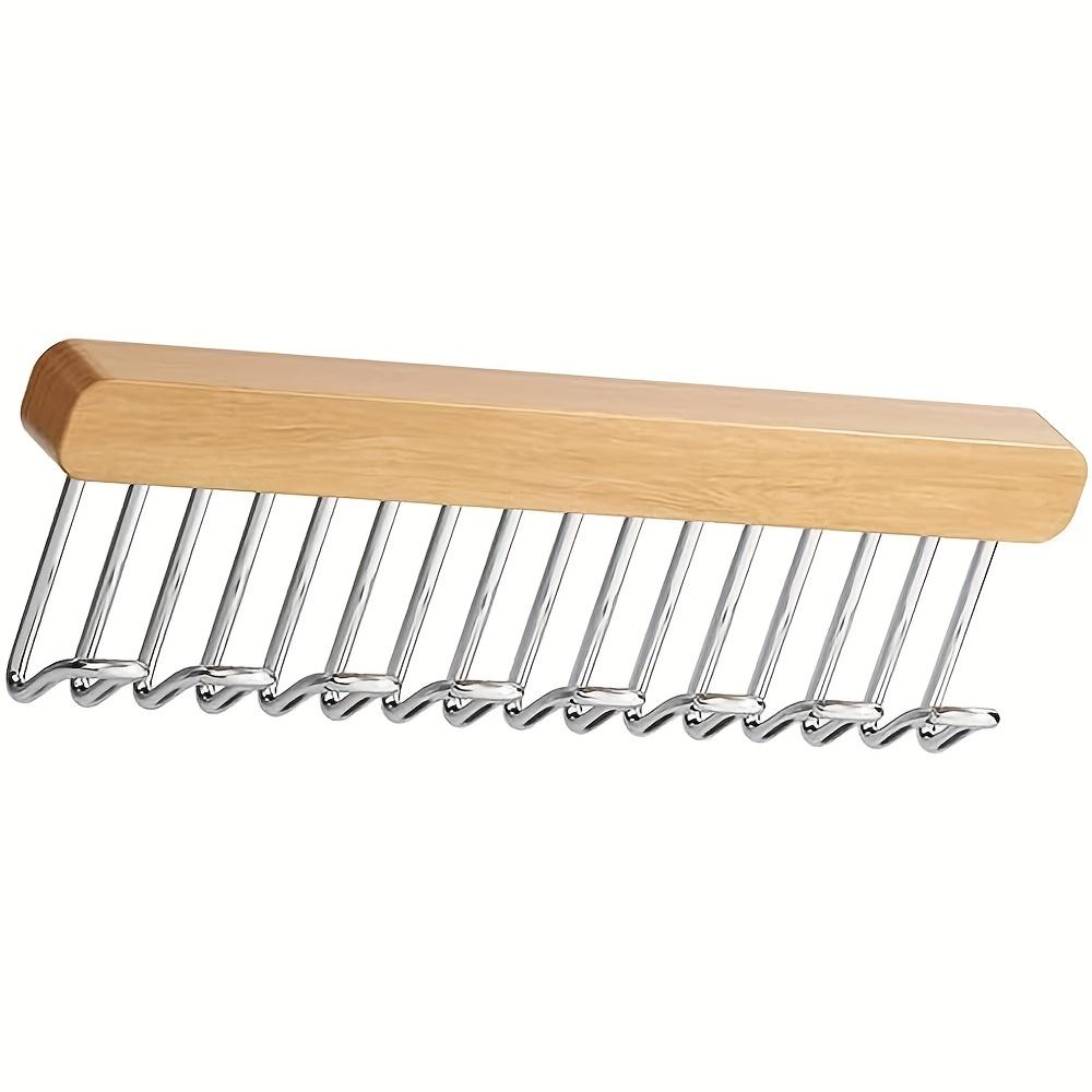 

1pc Left Side Pull-Out Sliding Hanger for Closet - Space-Saving Organizer with 8 Hooks for Belts,Ties,Tank Tops,Scarves& Jewelry