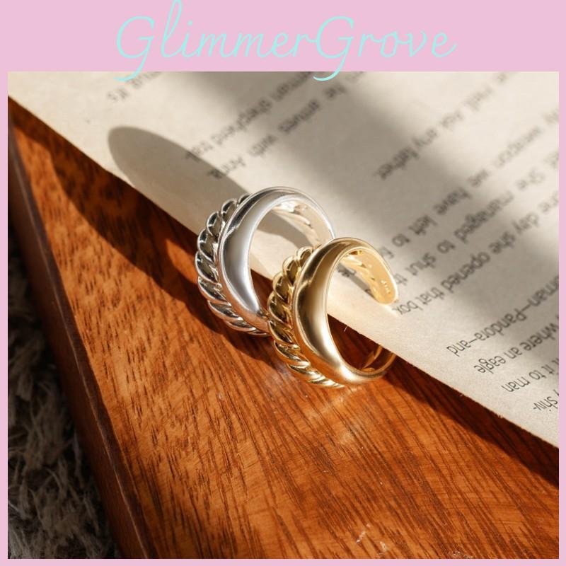 Elegant S925 Sterling Silver Twisted Gold And Silver Double Layer Ring For Unisex Fashion