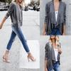 Women Fashion Autumn Winter Solid Color Lapel Collar Long Sleeve Jacket Coat