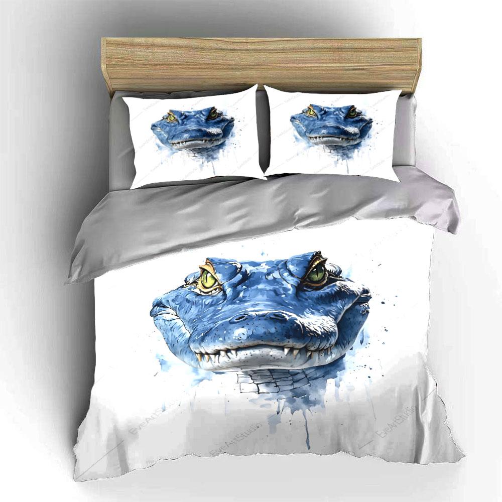 Blue Crocodile Face Illustration. Bedding Sets Duvet Cover Sets Duvet Covers Pillowcases(1*Duvet Cover 2*Pillowcases Without Duvet Insert)