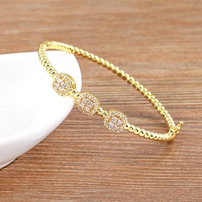 

Nidin Classic Design New Inlaid Crystal Zircon 4 Colors Gold Plated Bangles Bracelets for Women Charm Party Wedding Accessories 56-58mm