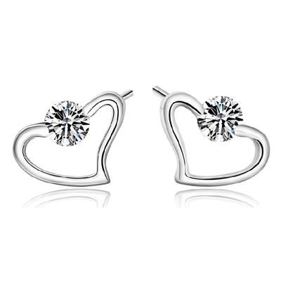 Modische Ohrstecker mit Mikroeinlage aus Zirkonia, Confession Xinyu Herzförmige Ohrstecker für Damen, personalisierte Ohrringe aus Super-Flash-Zirkonia