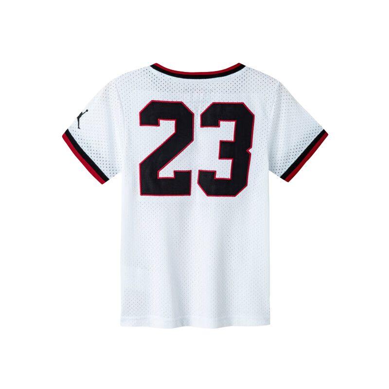 Jordan Color Block Letter V-Neck Short Sleeve T-Shirt Kids tops White CV3935-100