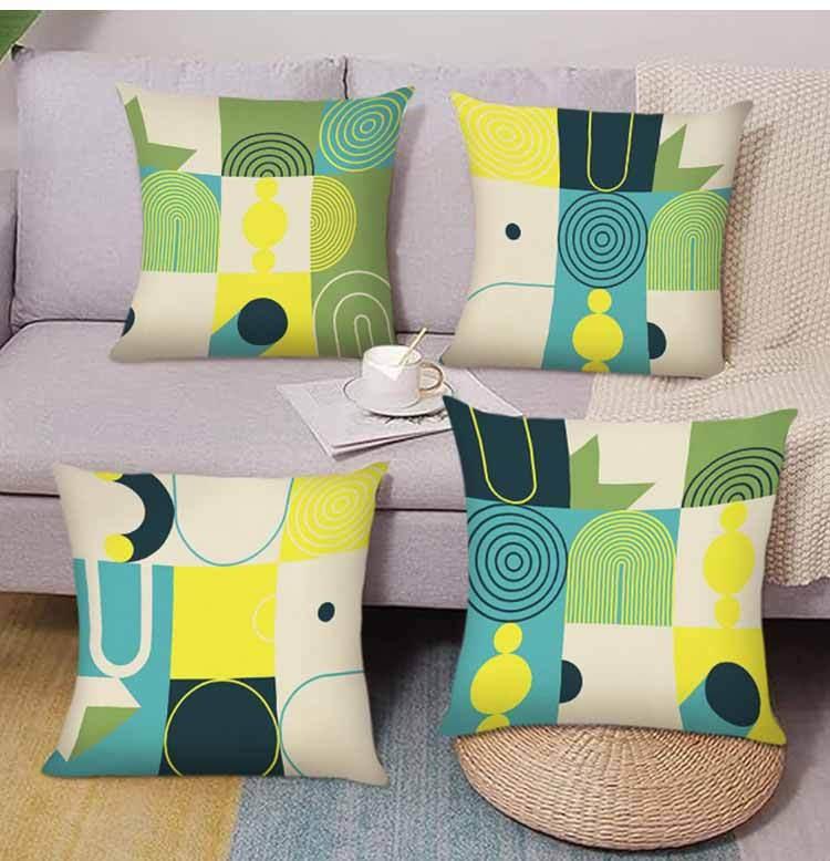 Memphis style geometry Doublesided Printed pillow cover Short plush Suitable living rooms bedrooms sofas throw cushion cover