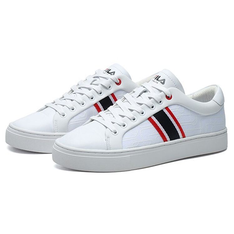 FILA 1911 Synthetic Leather Non-Slip Shock Absorbing Wear-Resistant Lightweight Low-Top Skate Shoes Women Sneakers White F12W124345FWT