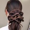 Stylish Coffee Brown Hair Scrunchies With Four Reinforced Edges Stretchy Fabric Hair Band Headwear for Daily Styling