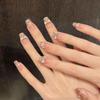 Leopard Print Heiress Cat Eye Bow False Nails - Sweet & Spicy Blush Design