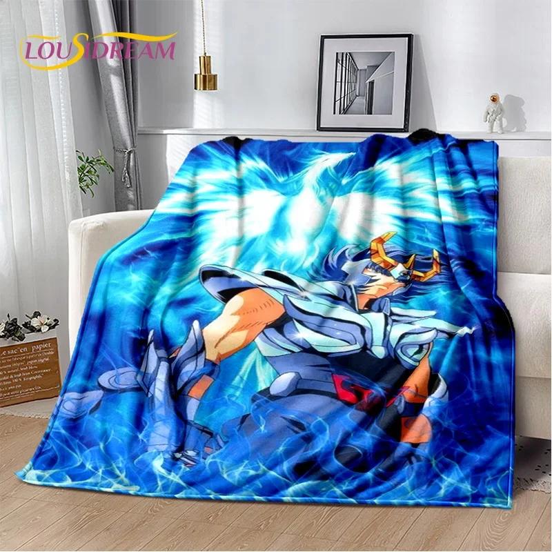 Animacinis Saint Seiya 3D Retro Anime HD Minkšti pledai, Šiltas flanelinis pledas piknikui, lovoms, sofai, namams, miegamajam, dovanos vaikams