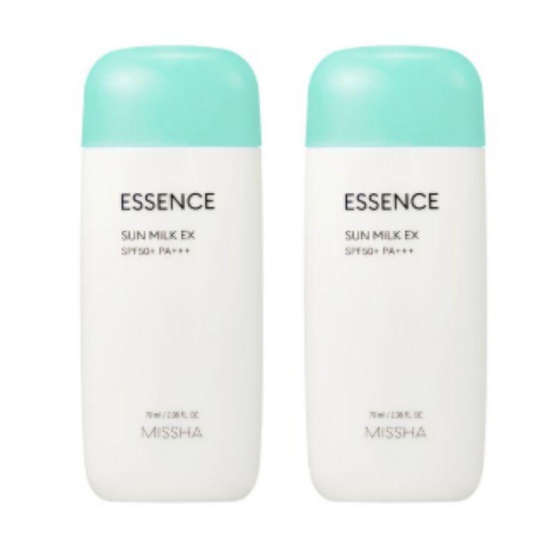 MISSHA All Around Safe Block Essence Sun Milk EX SPF50+ PA+++ 70мл x2 – Увлажняющий легкий набор солнцезащитного молочка для сияющей кожи