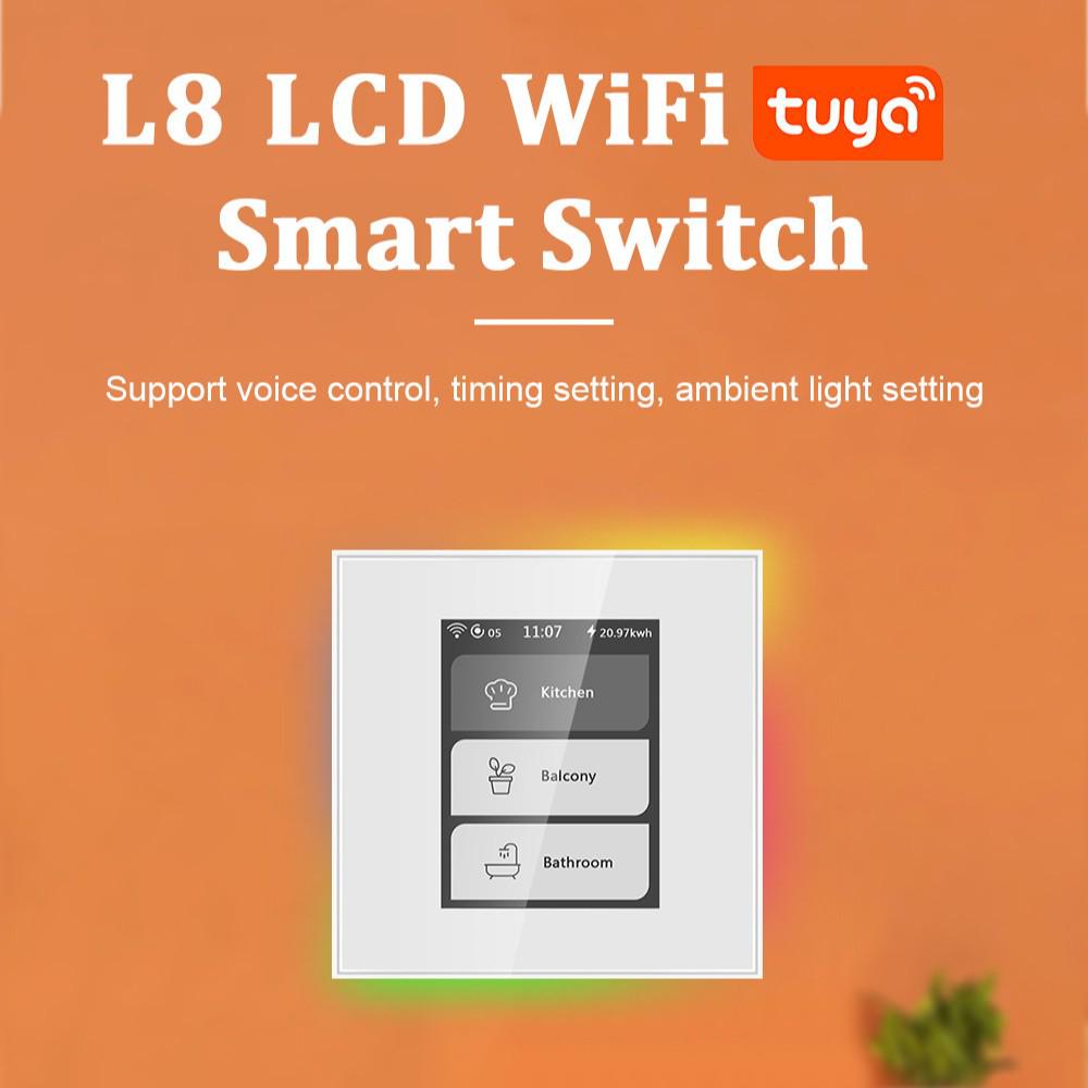 EU Standard HomeKit WiFi Smart Touchscreen Switch with Voice, Mobile App Control, and Timer White 110V US Standard WiFi