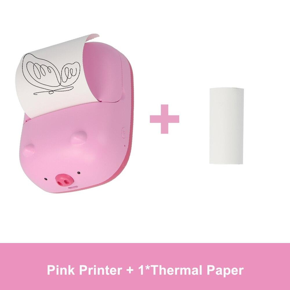 

Мини-карманный термопринтер, 57 мм, беспроводной Bluetooth-принтер, 200 точек на дюйм, с 1 рулоном термобумаги для печати фото-памяток, печати этикеток розовый