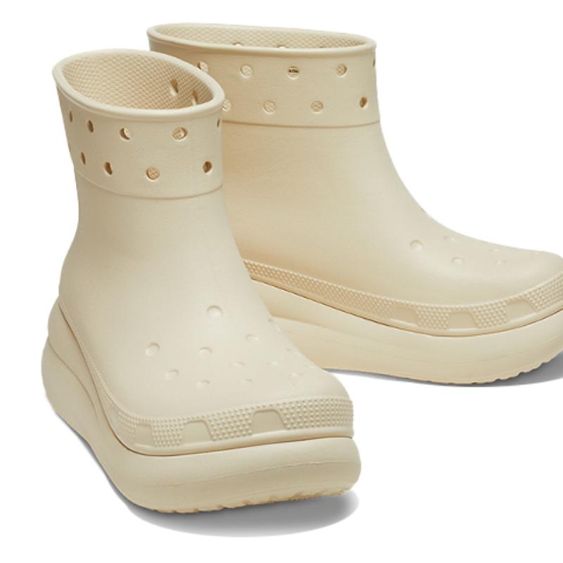 Crocs PU Classic Puff Outdoor Fashion Platform Booties Unisex Off-White