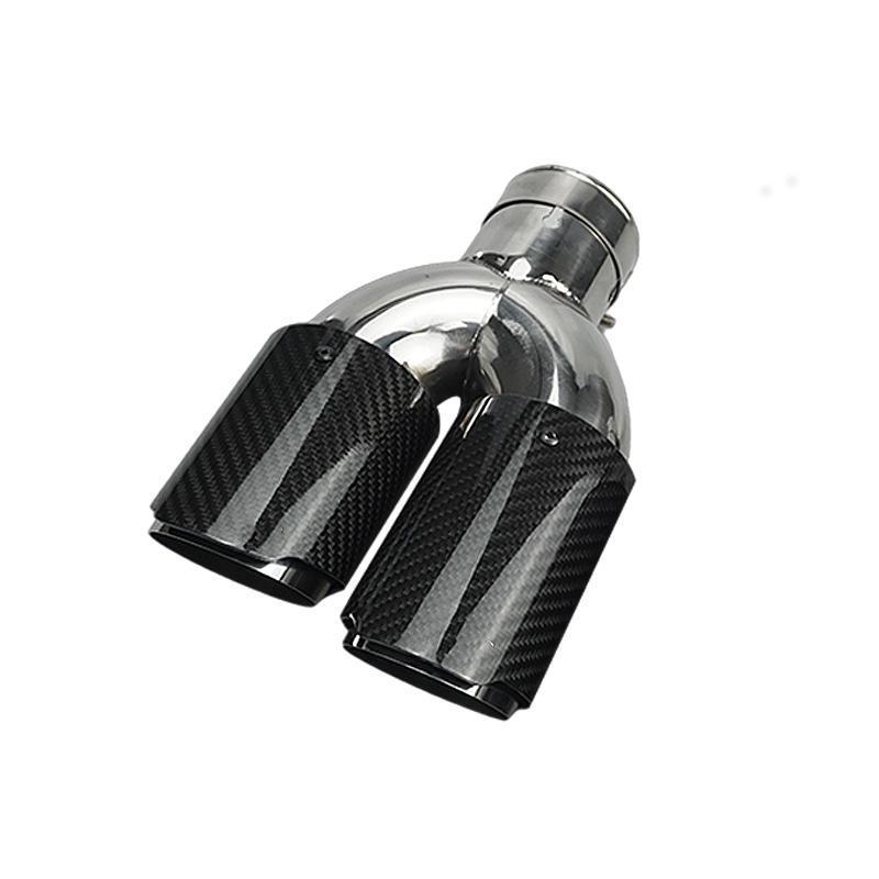 76mm Carbon Fiber Stainless Steel Dual Exhaust Tailpipe for BMW 3 Series