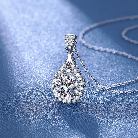 Sparkling Drop Pendant Necklace Women Cubic Zirconia Necklace Elegant Wedding Necklace