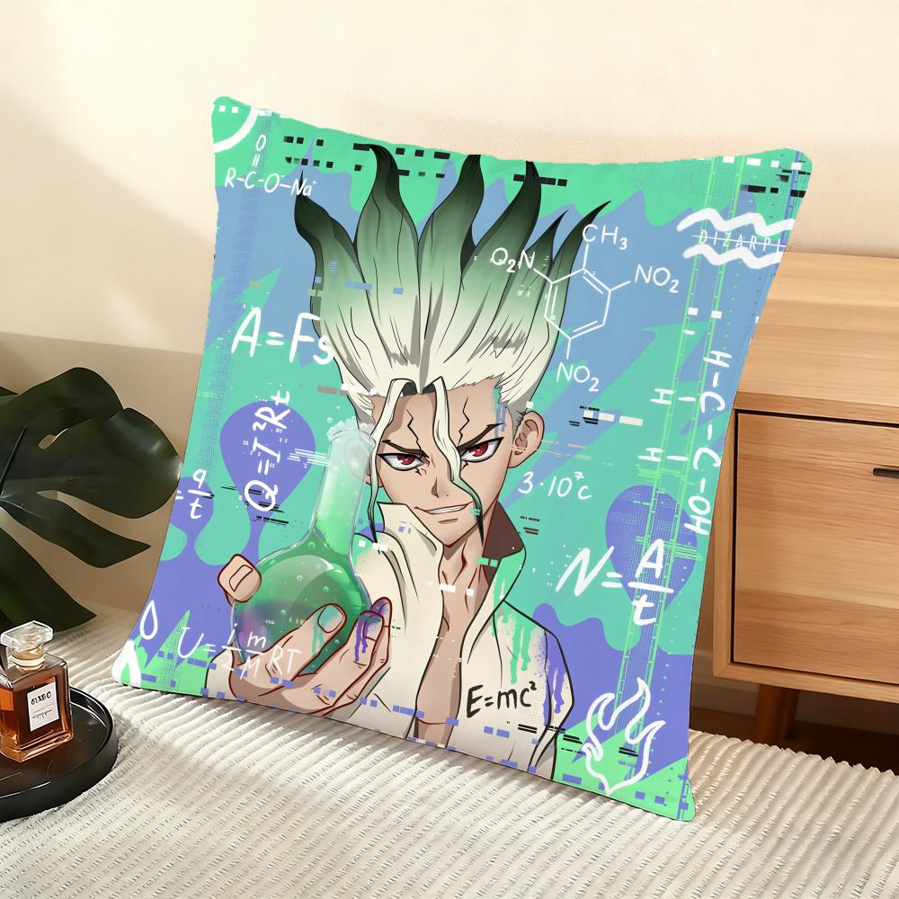 Dr Sstone Science Future Cushion Cover Soft Short Plush Pillow Cover Smooth Cozy Texture Aesthetic Cushion Case Home Decor