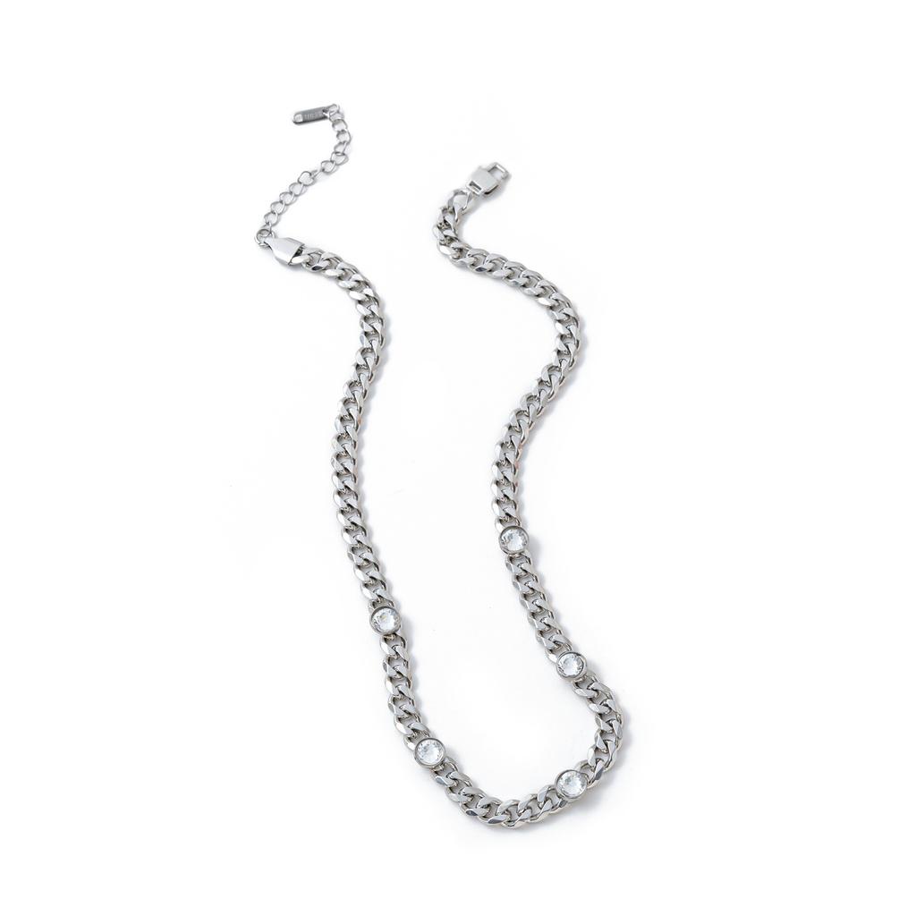 Titanium Steel Bracelet Fashion Personality Hip Hop Zirconium Necklace Furnace Vacuum Plating Gold Color Retention