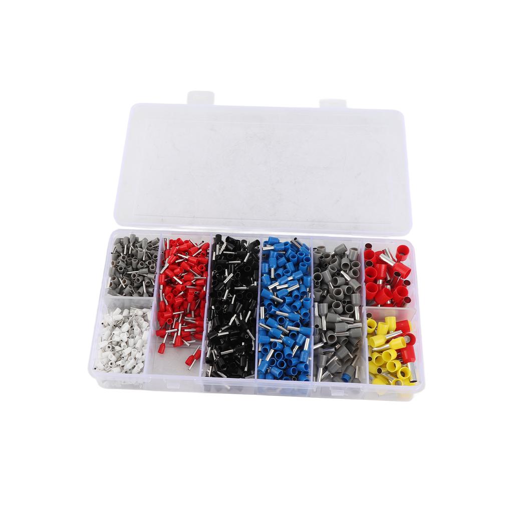 1250pcs HSC8 6 4A Tube Type Terminal Set White Black Red Blue Yellow Gray Mix Colors 0.25 10MM2 with Storage Case