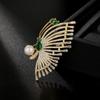 Copper Zirconia Butterfly Brooch with Freshwater Pearl - Dual-Use Insect Pin Pendant Corsage Accessory